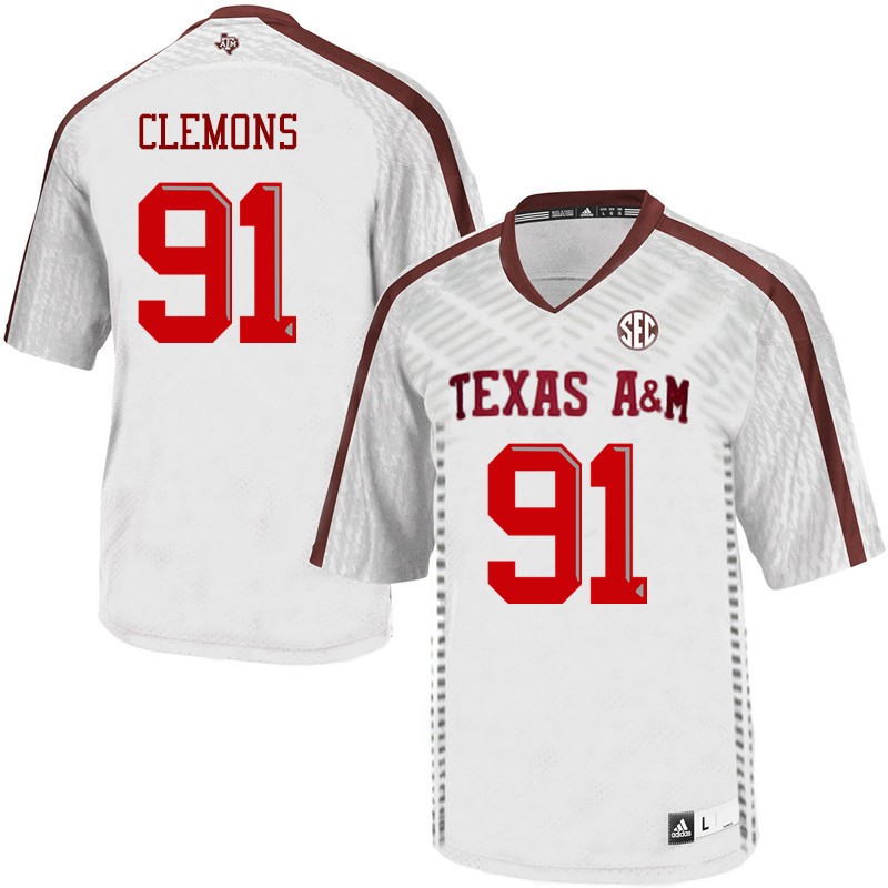 Men #91 Micheal Clemons Texas A&M Aggies College Football Jerseys Sale-White - Click Image to Close